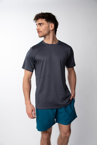 Polera deportiva cortes Hombre - Charcoal/Ligth Blue