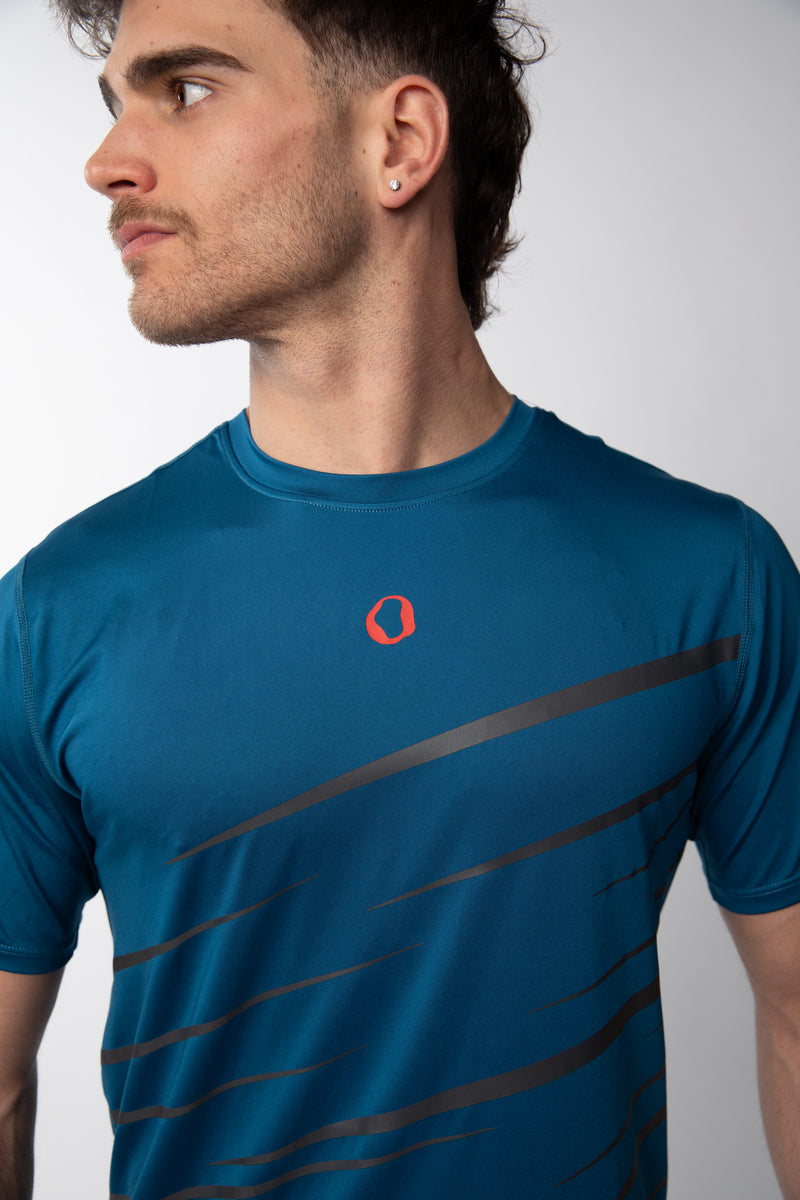 Polera deportiva estampada Hombre - Azul Petroleo