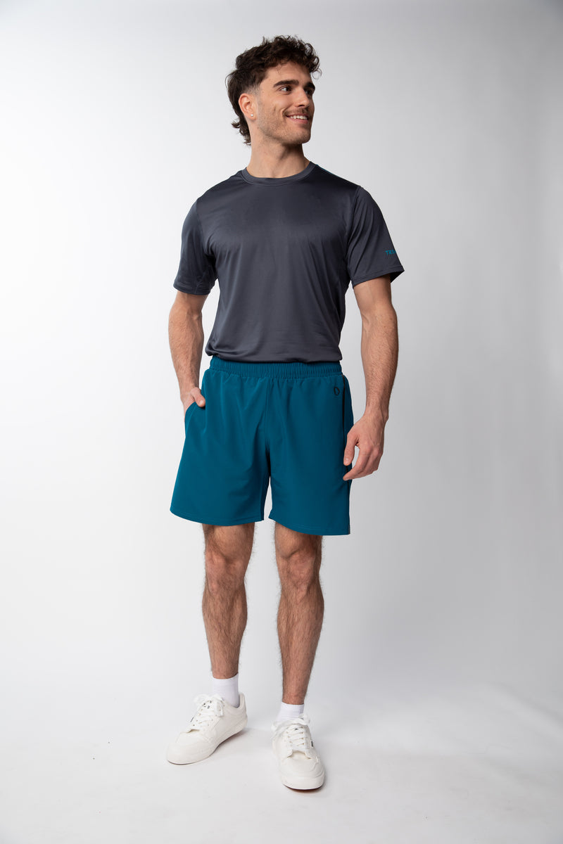 Short de Running Liso 2 en 1 Hombre - Azul Petroleo