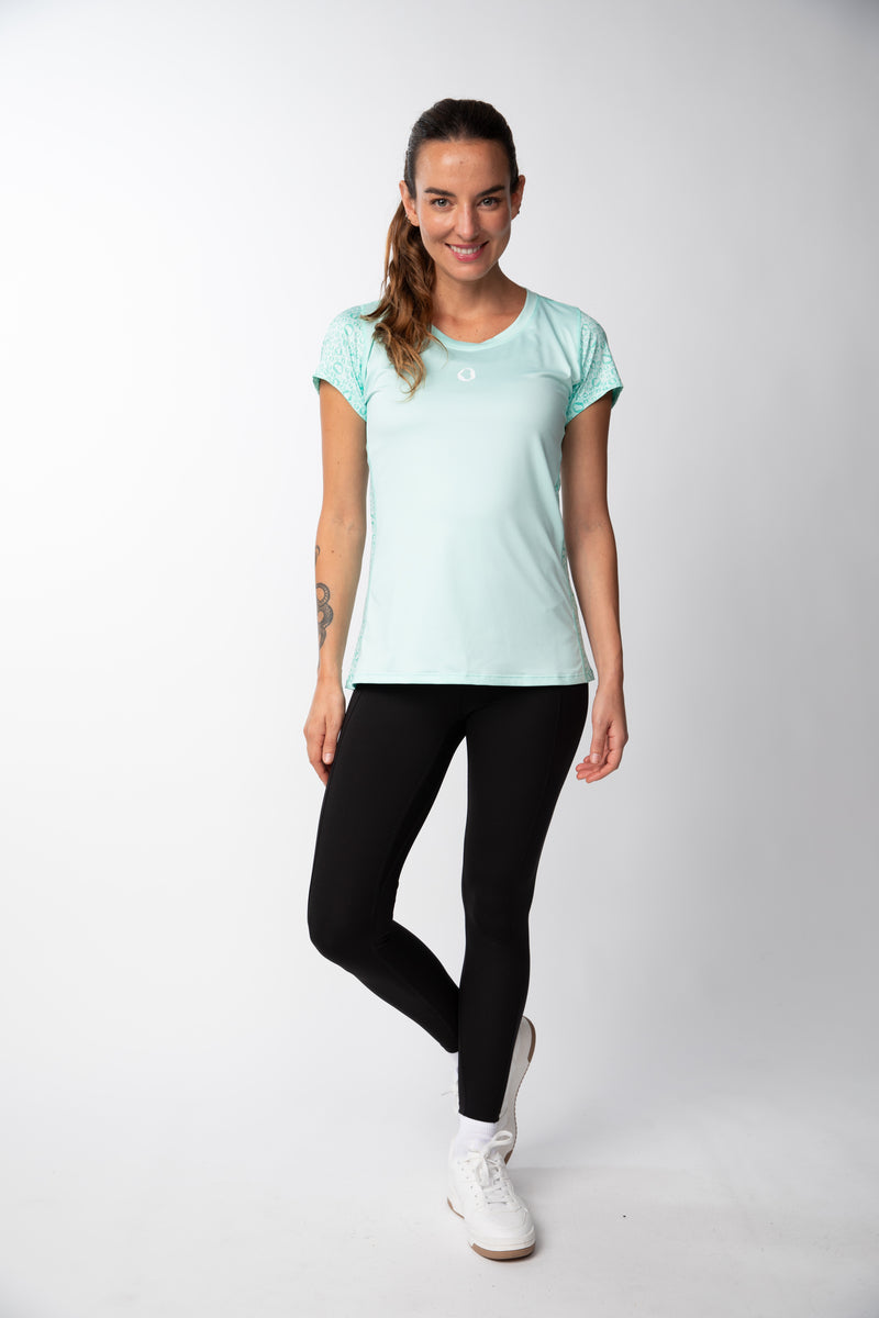 Polera deportiva Cuello redondo Mujer - Verde Agua